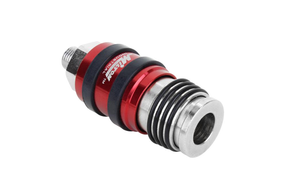 Milton 2 In ONE Universal Safety Exhaust Coupler  1/4″ MNPT x 3/8″ Body Flow - Ascmtools