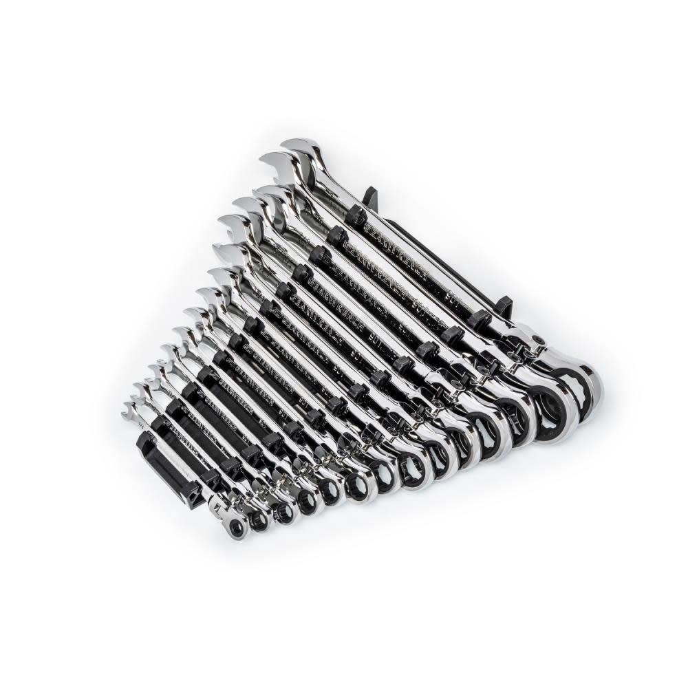 GEARWRENCH 14 Pc 90T 12 Point Flex Head Ratcheting Combination SAE Wrench Set - Ascmtools