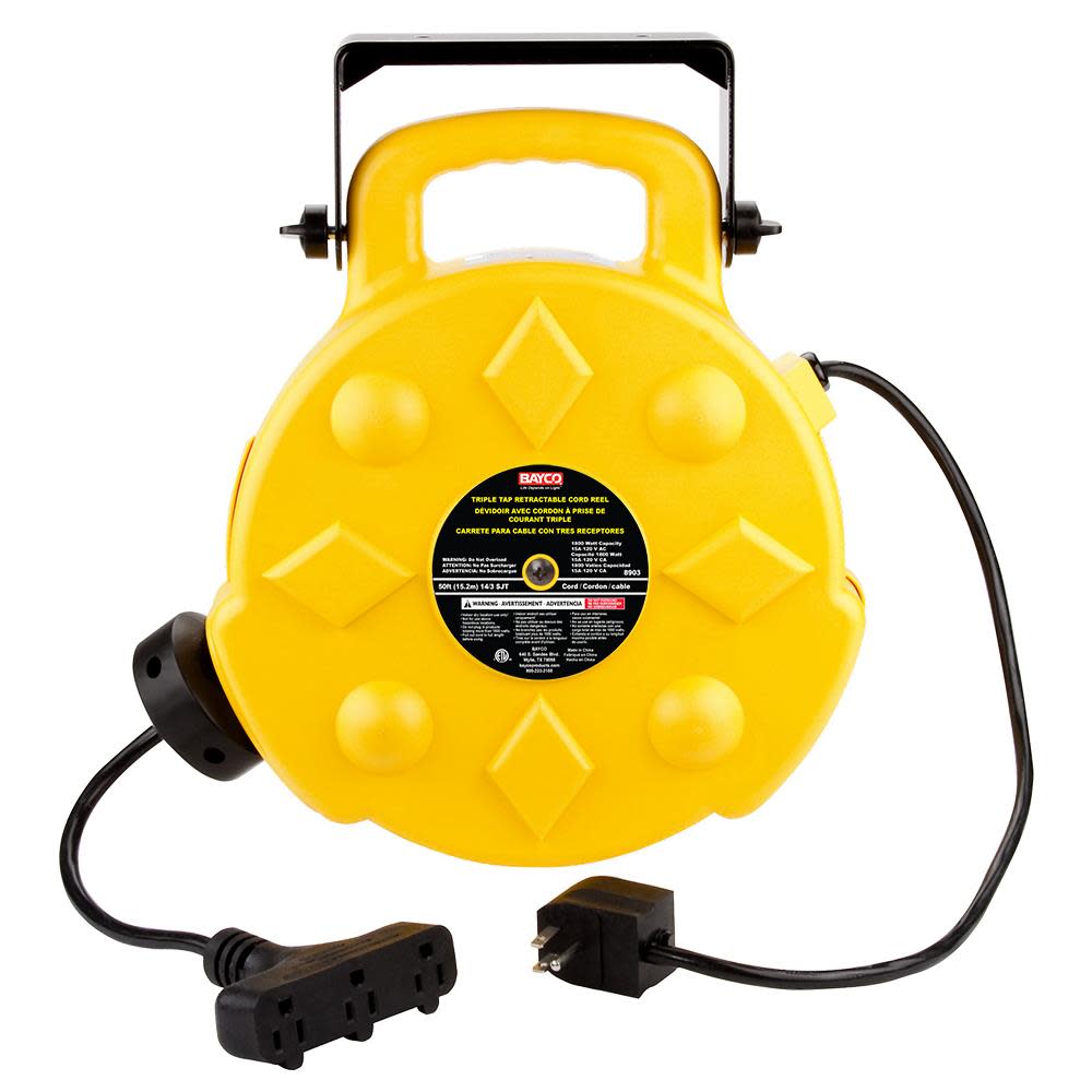 Bayco Products Professional 50 Ft. Triple-Tap Retractable Reel - Ascmtools