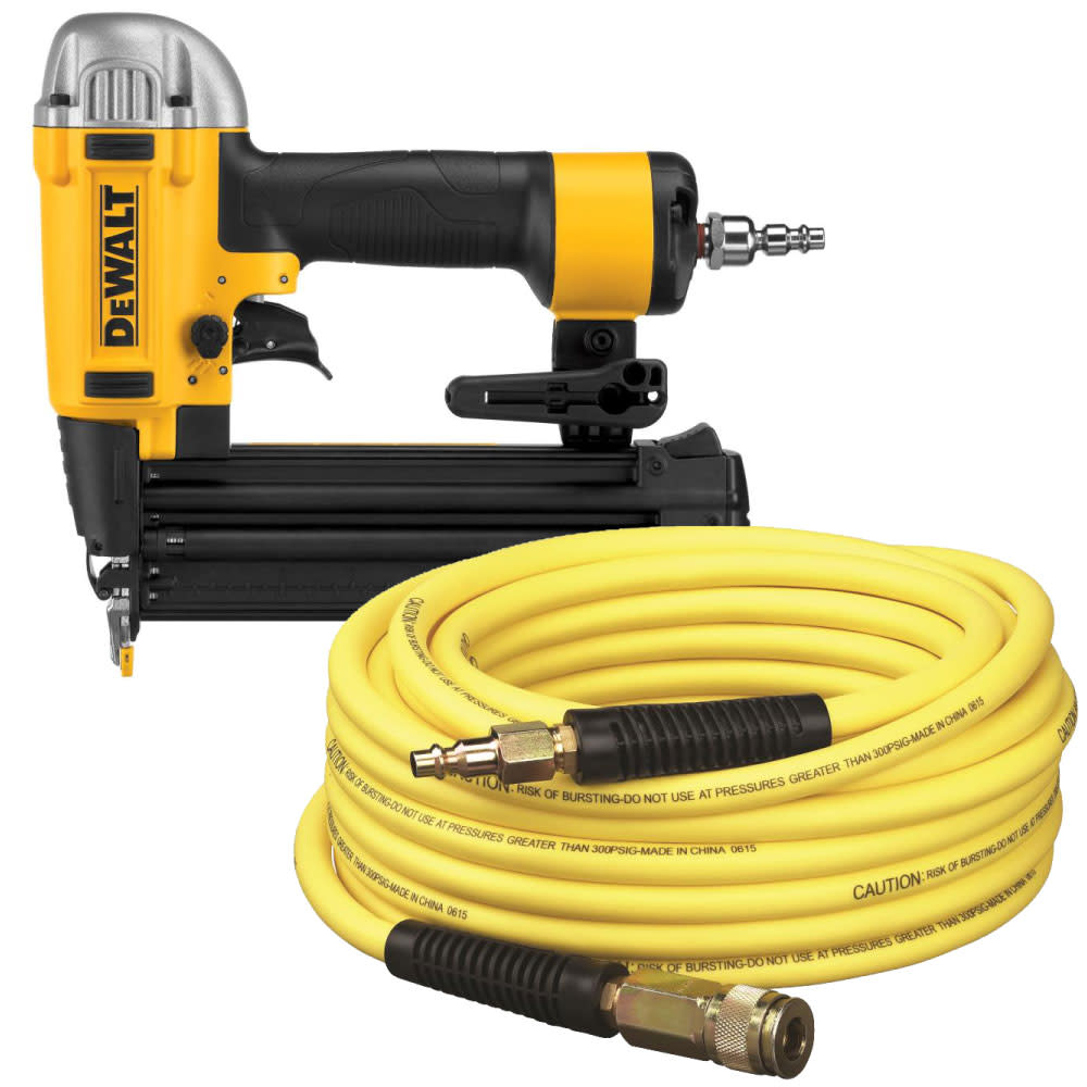 DEWALT 18 Gauge Brad Nailer & 1/4″ x 50′ Air Hose - Ascmtools