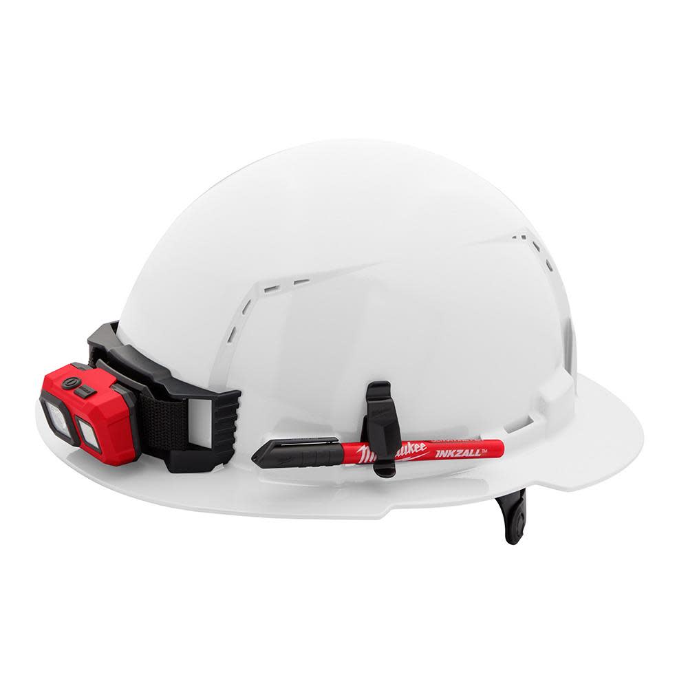 Milwaukee White Full Brim Vented Hard Hat with 6pt Ratcheting Suspension Type 1 Class C - Ascmtools