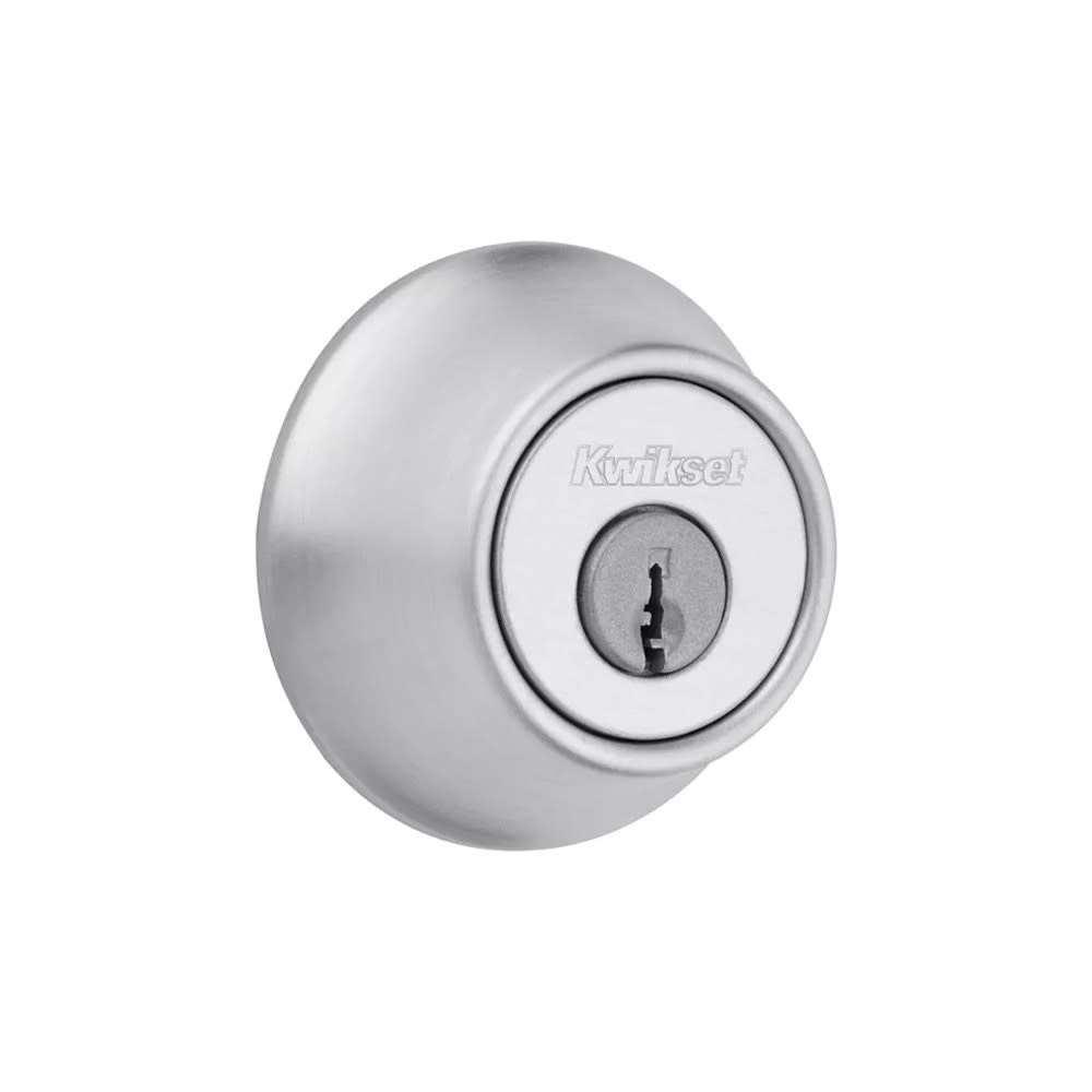 Kwikset Satin Chrome Single Cylinder Deadbolt with Pin & Tumbler - Ascmtools