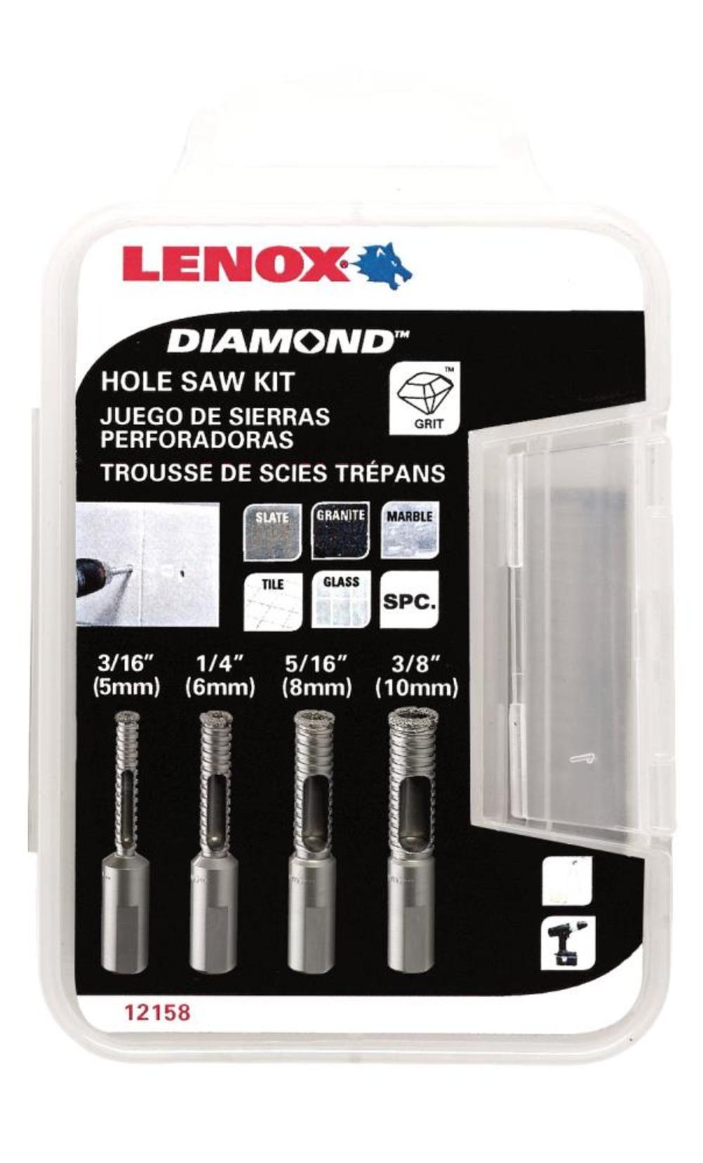 Lenox 4pc Diamond Tile Hole Saw Kit - Ascmtools