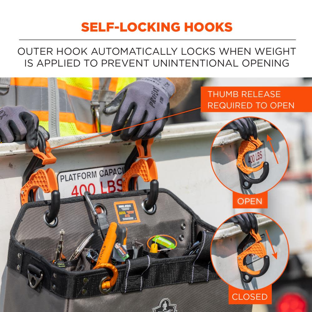 Ergodyne Squids 3″ Locking Aerial Bucket Hook 2pk - Ascmtools