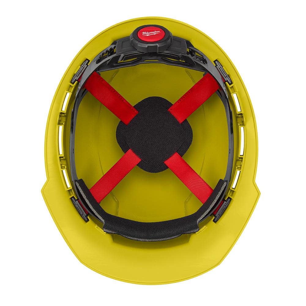 Milwaukee Yellow Front Brim Vented Hard Hat with 4pt Ratcheting Suspension Type 1 Class C - Ascmtools