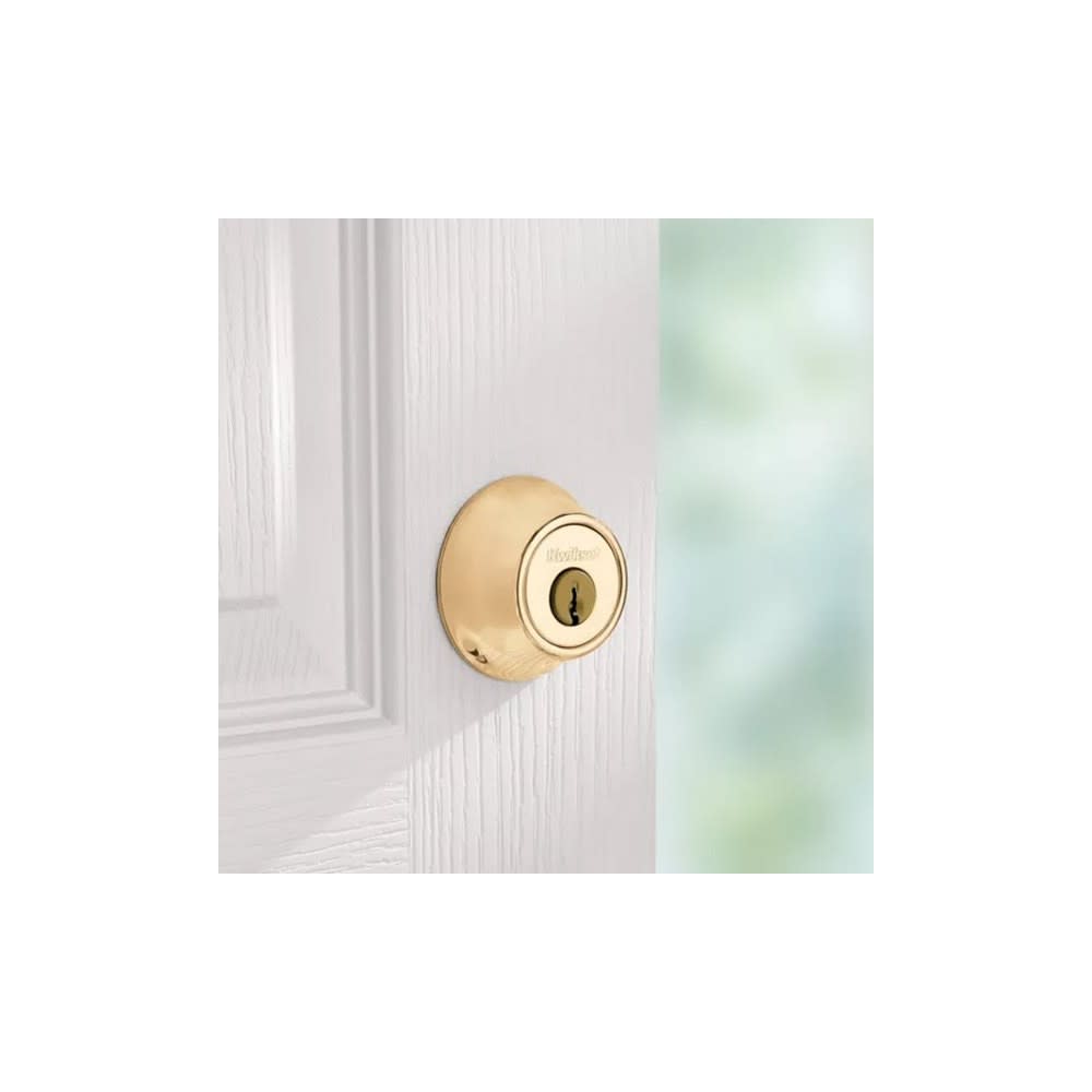Kwikset Polished Brass Mobile Home Single Cylinder Deadbolt with Tumbler - Ascmtools