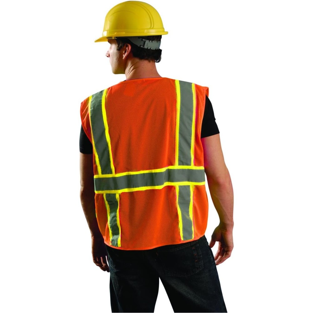 Occunomix Surveyor Safety Vest Orange High Visibility Classic Mesh Small - Ascmtools
