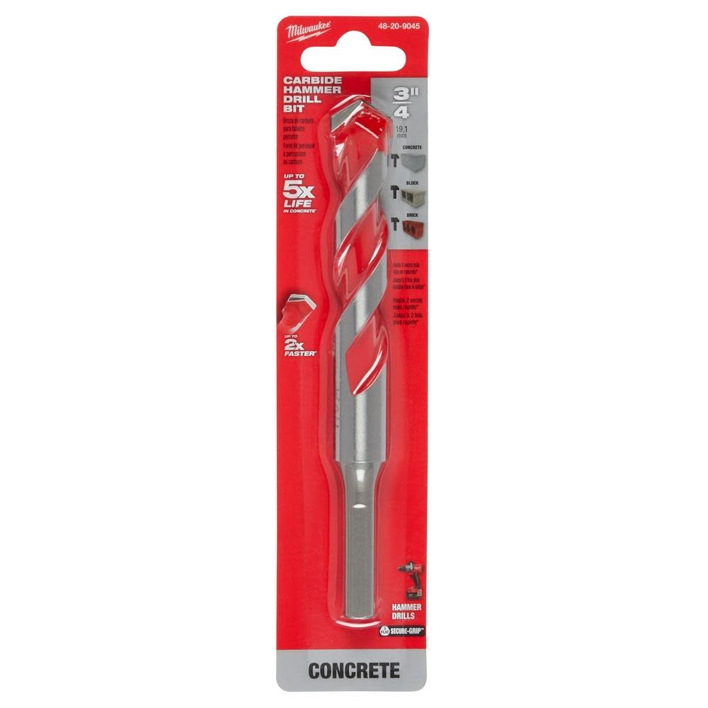 Milwaukee SHOCKWAVE Carbide Hammer Drill Bit 3/4″x4″x6″ - Ascmtools