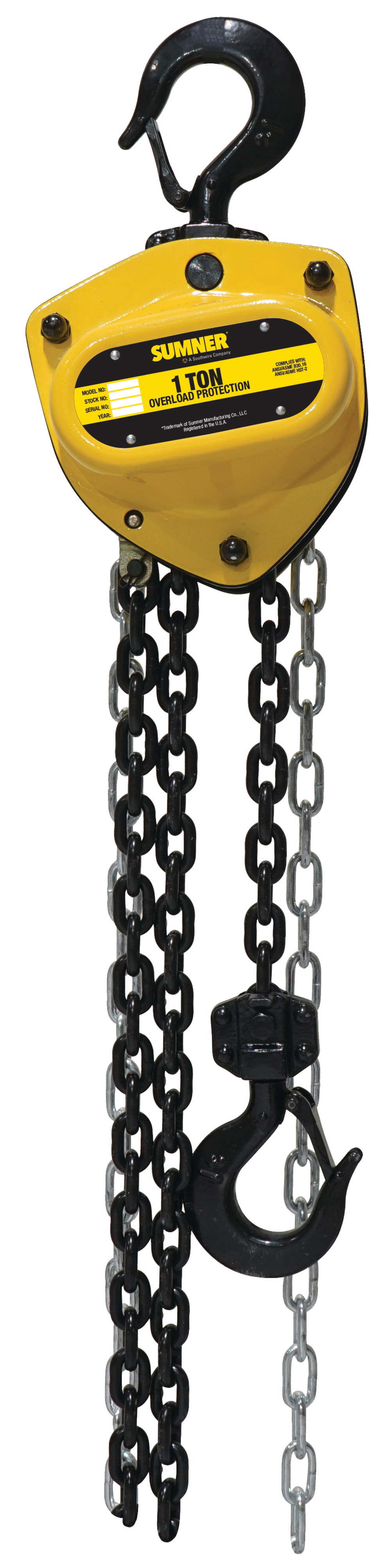 Sumner Chain Hoist 1 Ton with 20′ Chain Fall and Overload Protection - Ascmtools