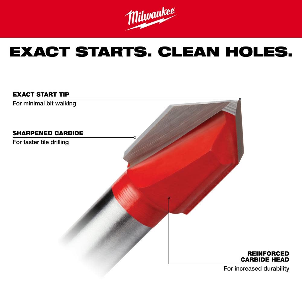 Milwaukee 4 pc Glass and Tile Bit Set - Ascmtools