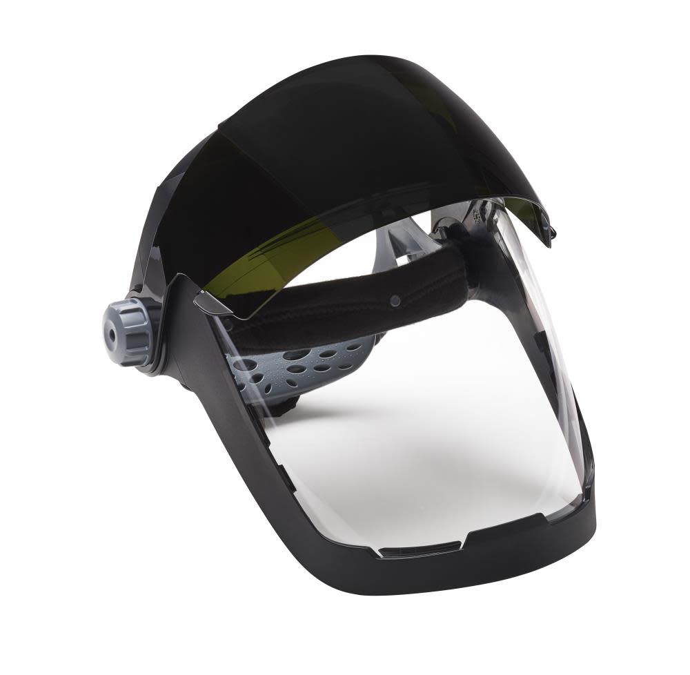 Jackson Safety QUAD 500 Premium Multi-Purpose Face Shield – Clear Window with Shade 5 IR Flip Visor – Anti-Fog Coating – 370 Speed Dial Ratcheting Headgear - Ascmtools