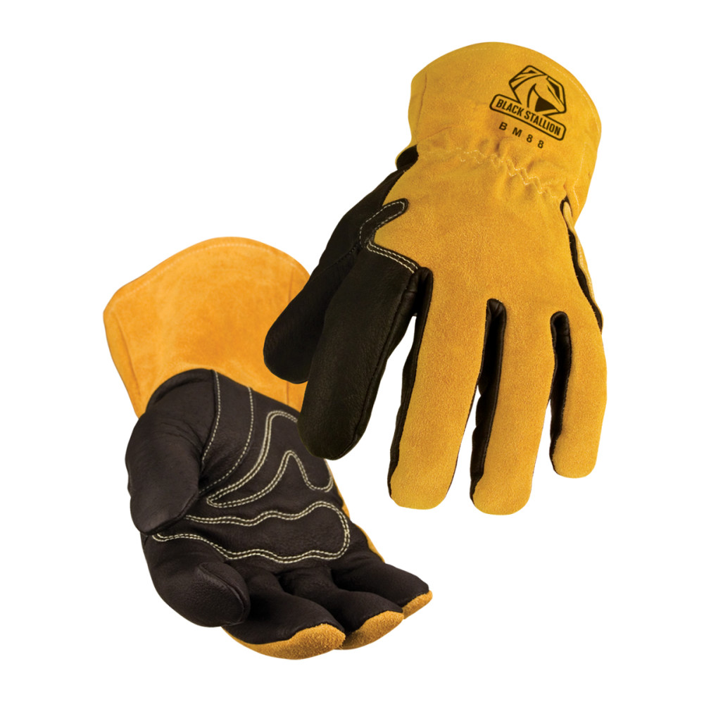 Black Stallion Premium Pigskin & Cowhide MIG Gloves Large - Ascmtools