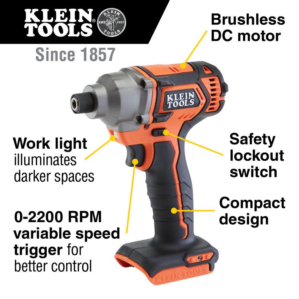 Klein Tools Compact Impact Driver (Bare Tool) - Ascmtools