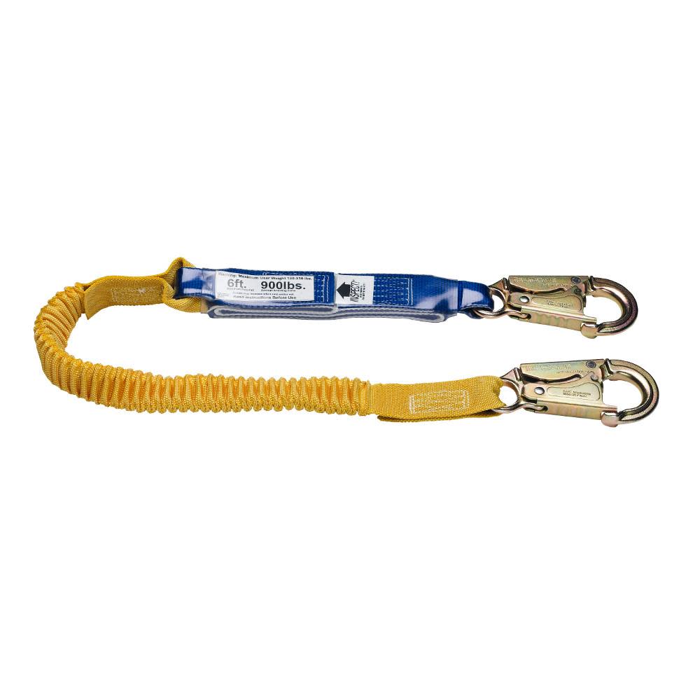 Werner 6ft DeCoil Stretch Single Leg Lanyard (DCELL Shock Pack Elastic Web Snap Hook) - Ascmtools