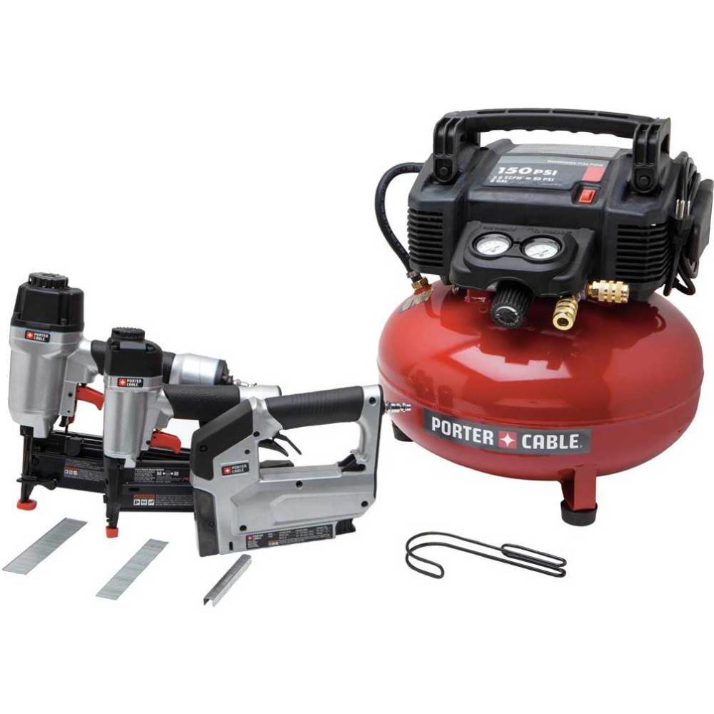 Porter Cable 3 Nailer/Stapler & Compressor Kit - Ascmtools