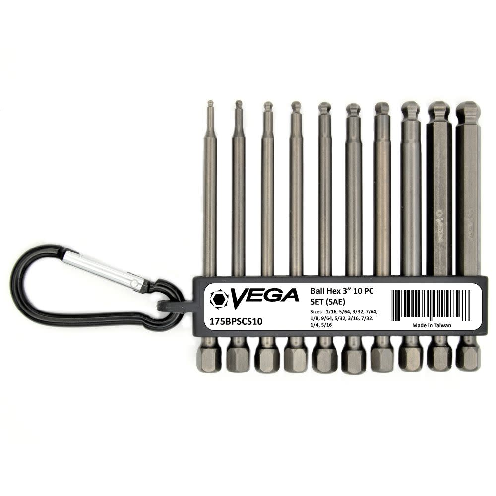 Vega 2″ Hex Ball End Bit Set 10pc - Ascmtools