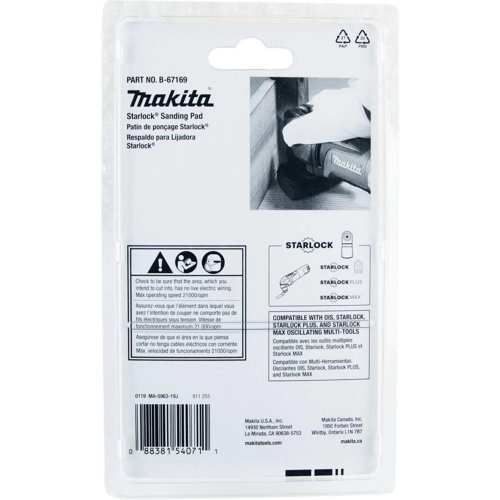 Makita Starlock Sanding Pad - Ascmtools