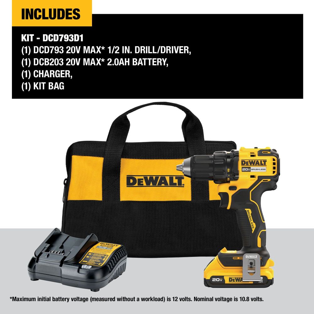 DEWALT 20V MAX 1/2″ Drill Driver Cordless Kit - Ascmtools