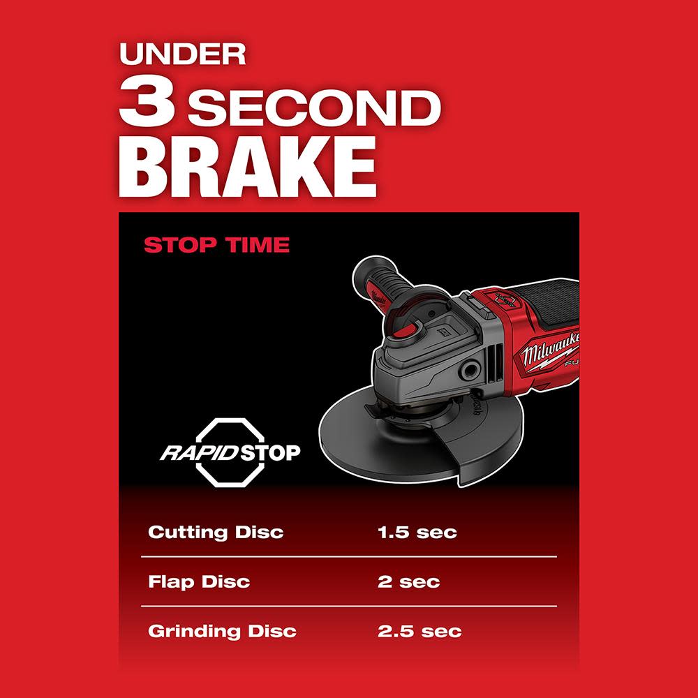 Milwaukee M18 FUEL 4-1/2 in.-6 in. No Lock Braking Grinder with Paddle Switch - Ascmtools