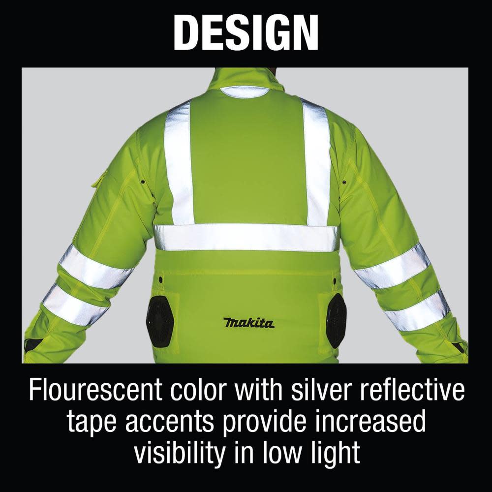 Makita 18V LXT Lithium-Ion Cordless High Visibility Fan Jacket Jacket Only (M) - Ascmtools