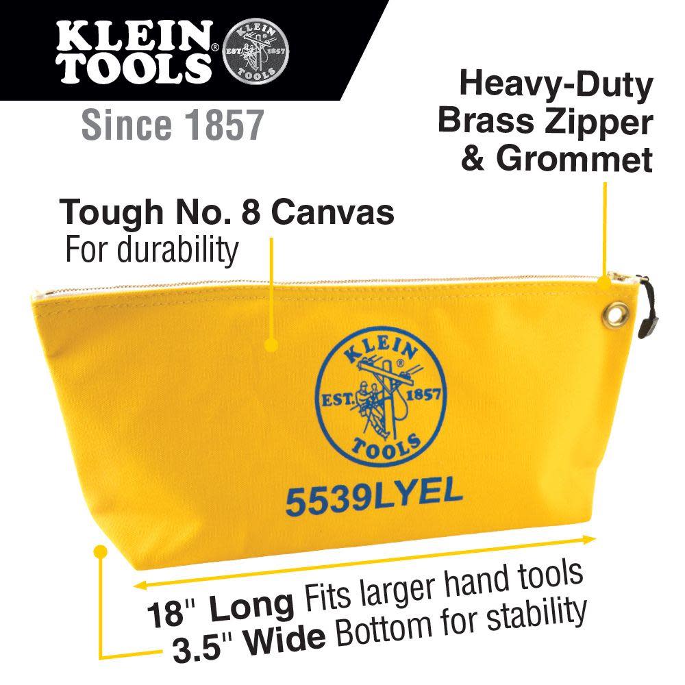 Klein Tools Canvas Tool Bag with Zipper Yellow - Ascmtools