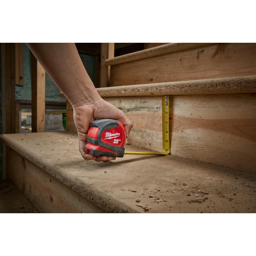 Milwaukee 25′ Compact Tape Measure with Engineer Scale - Ascmtools