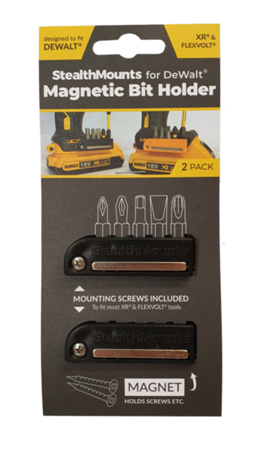 Stealthmounts BLACK Bit Holder for DeWALT 2pk - Ascmtools