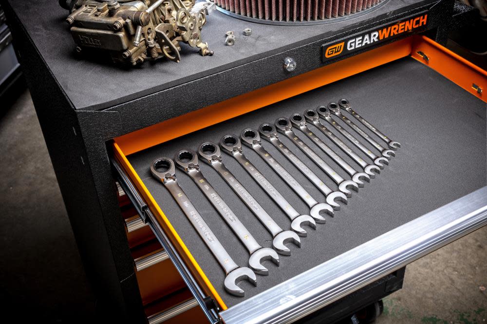 GEARWRENCH Ratcheting Wrench Set 90 Tooth 12 Point Metric Reversible 12pc - Ascmtools