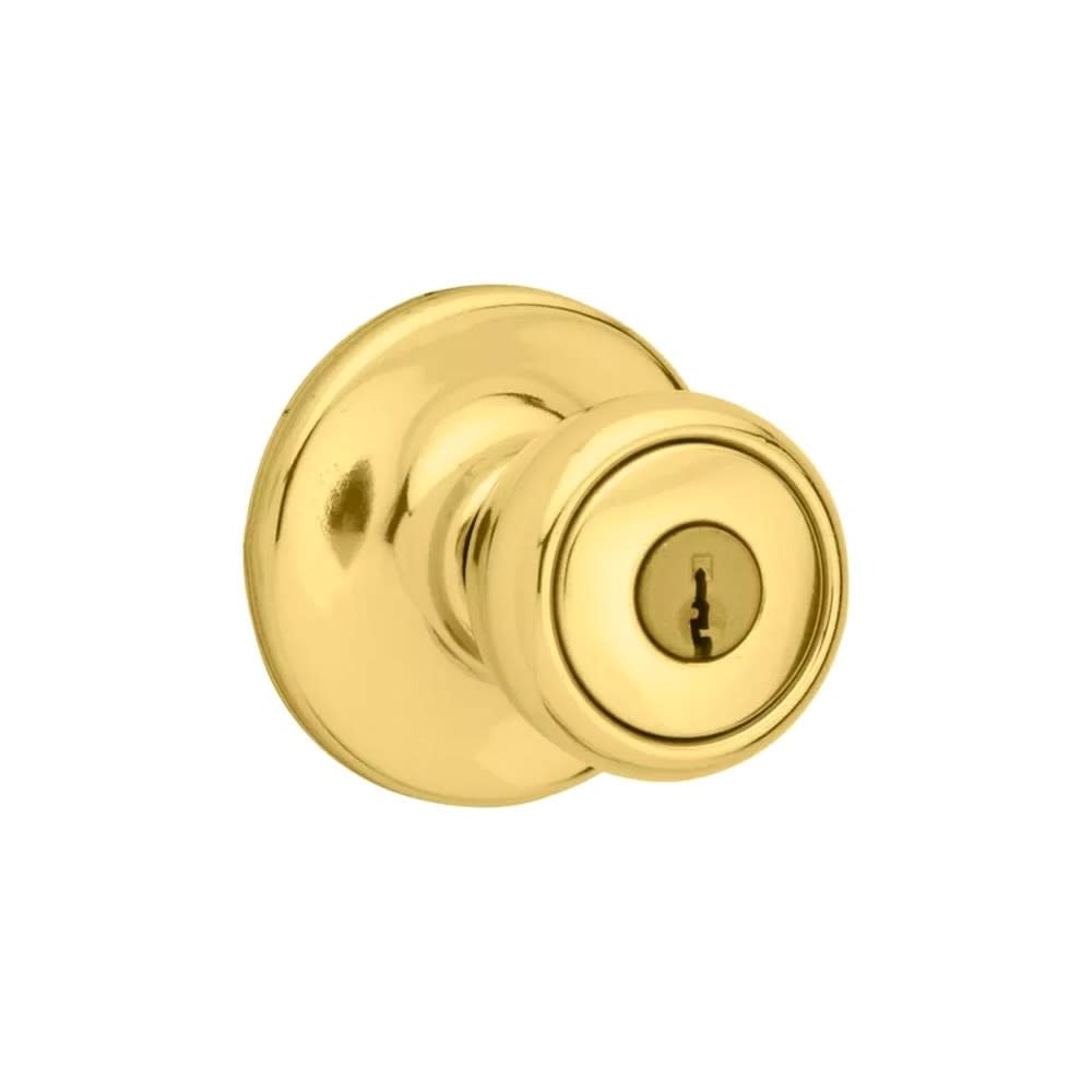 Kwikset Polished Brass Mobile Home Keyed Entry Lockset Knob - Ascmtools
