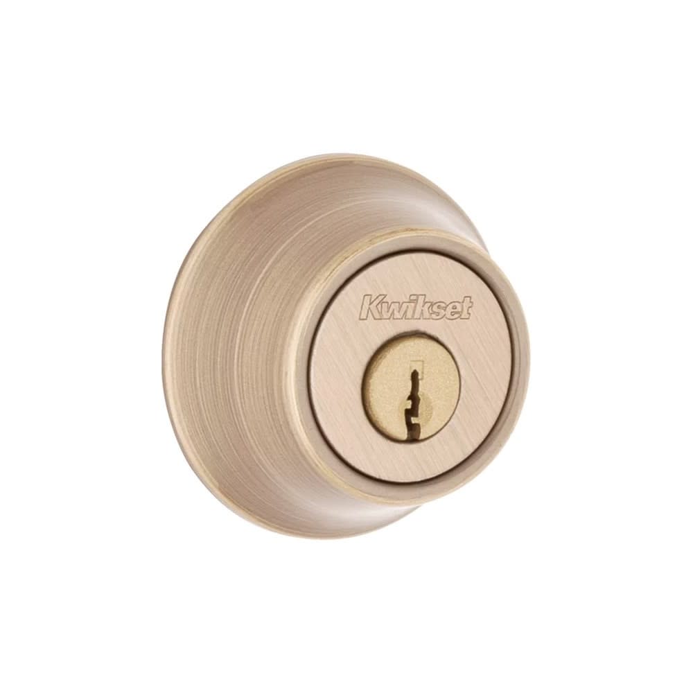 Kwikset Antique Brass Single Cylinder Deadbolt with Pin & Tumbler - Ascmtools
