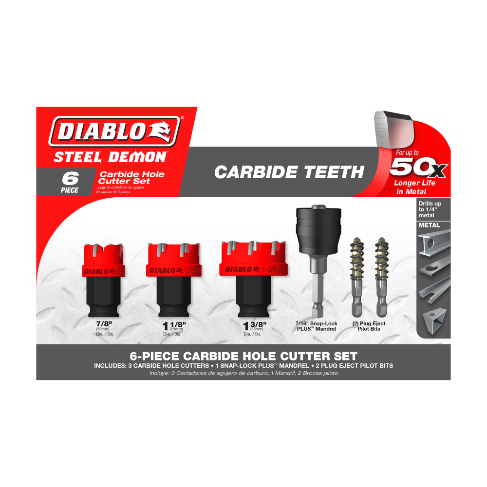 Diablo Tools Steel Demon Carbide Teeth Hole Cutter Set 6pc - Ascmtools