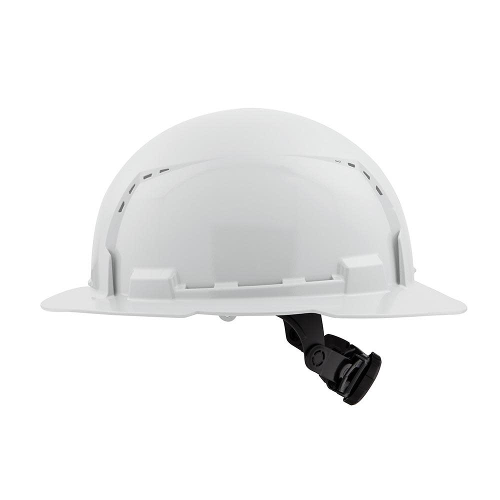 Milwaukee White Full Brim Vented Hard Hat with 6pt Ratcheting Suspension Type 1 Class C - Ascmtools