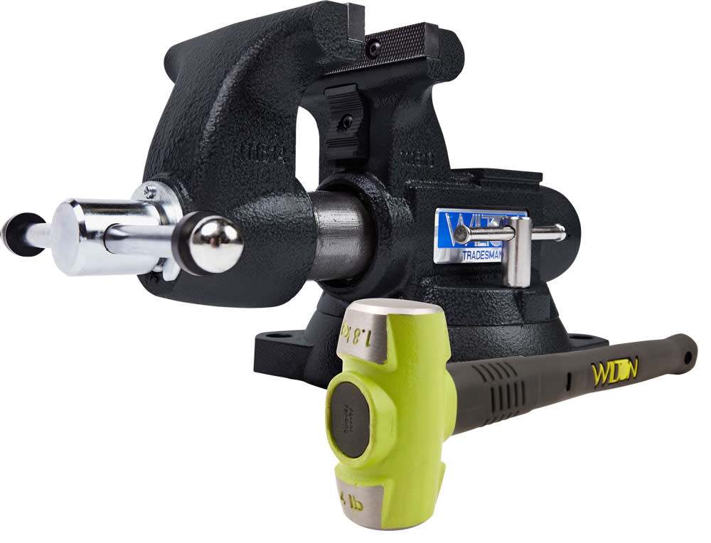 Wilton 55″ Special Edition Black 1755 Tradesman Bench Vise with BASH 20416 Sledge Hammer - Ascmtools