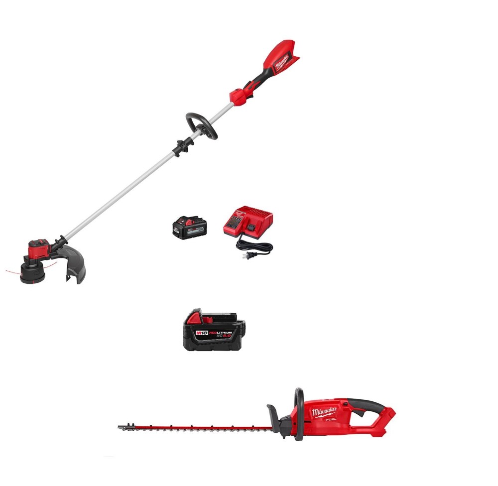 Milwaukee M18 String Trimmer Kit & 24″ Hedge Trimmer 5Ah Bundle - Ascmtools
