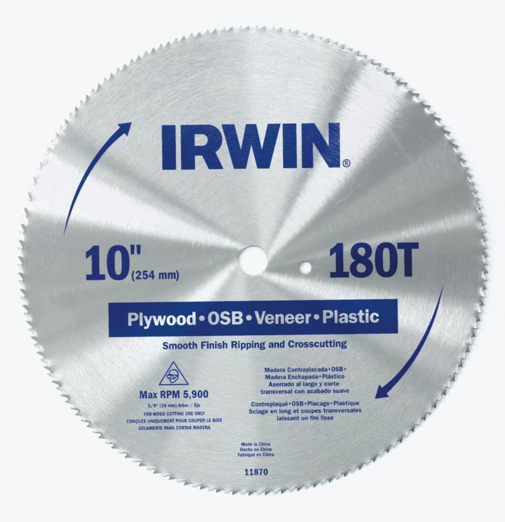 Irwin 10″ 180T Plywood Blade - Ascmtools