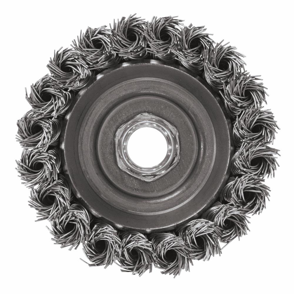 Bosch 3 In. Wheel Dia. 5/8 In.-11 Arbor Carbon Steel Knotted Wire Single Row Cup Brush - Ascmtools