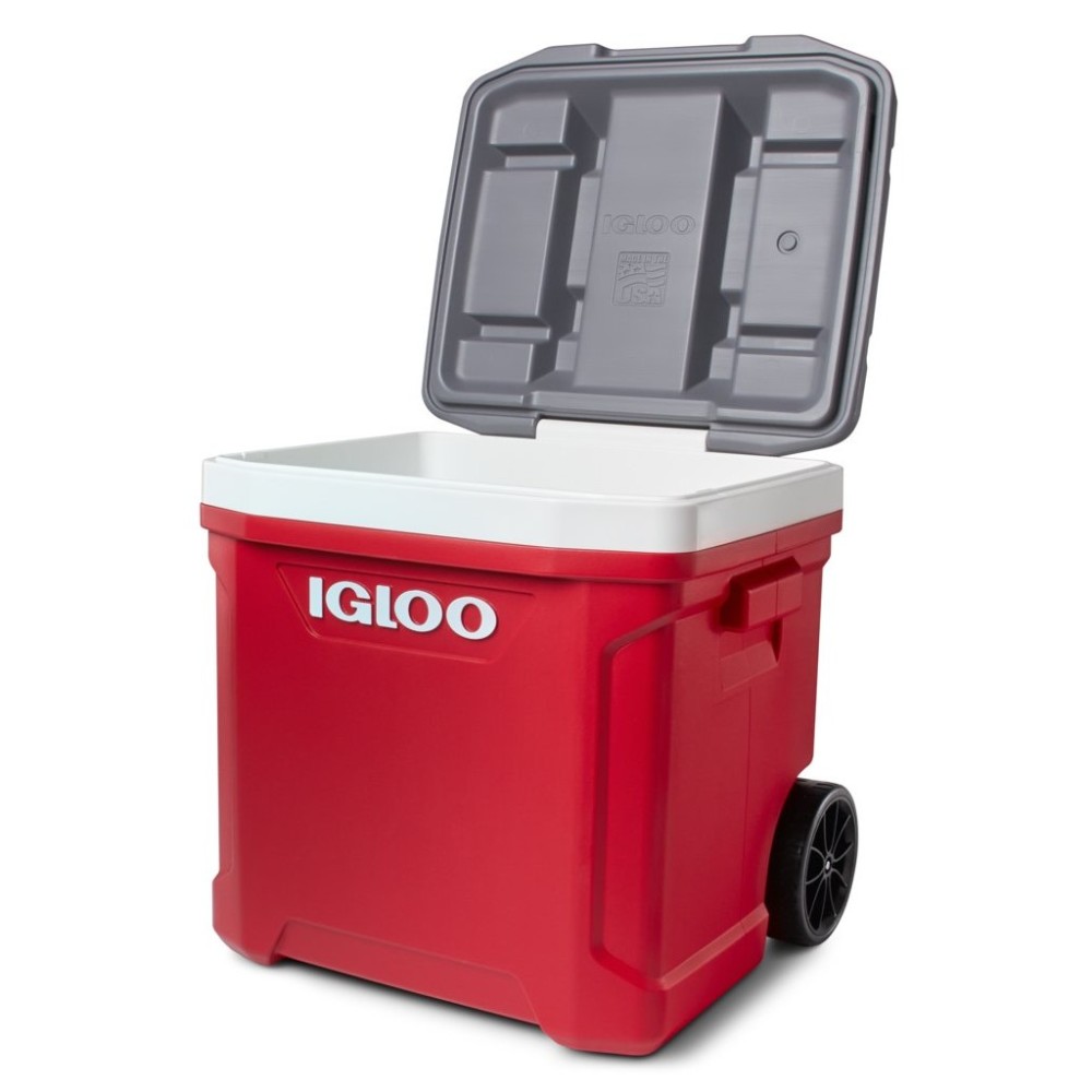 Igloo Latitude 60 Roller Cooler Industrial Red/Meteorite 60qt - Ascmtools
