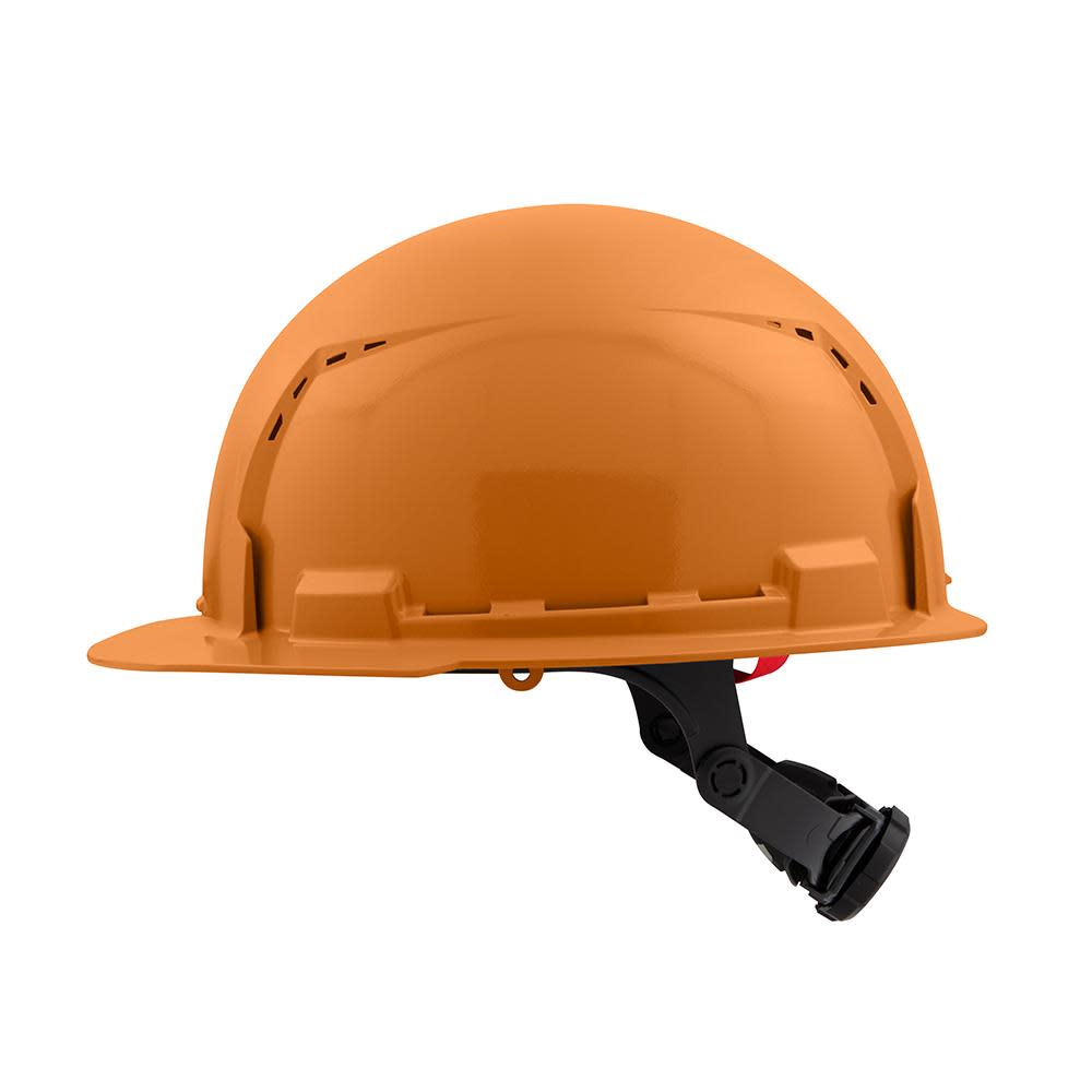 Milwaukee Orange Front Brim Vented Hard Hat with 6pt Ratcheting Suspension Type 1 Class C - Ascmtools