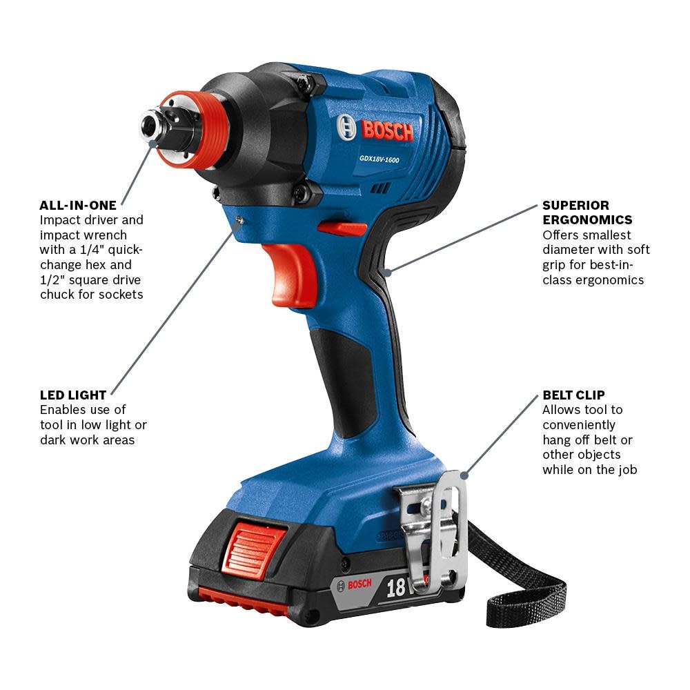 18V 2-Tool Combo Kit with Compact Tough 1/2 In. Drill/Driver and 1/4 In. and 1/2 In. Two-In-One Bit/Socket Impact Driver - Ascmtools