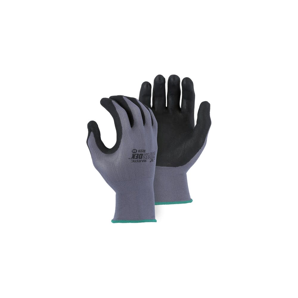 Majestic Glove Nylon Palm Dip Glove Gray Small - Ascmtools