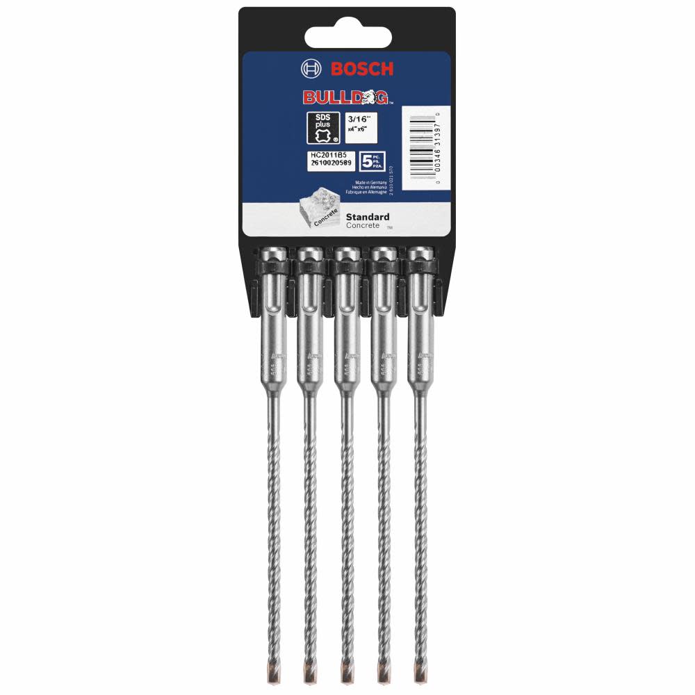 Bosch 5 pc. 3/16 In. x 6 In. SDS-plus Bulldog Rotary Hammer Bits - Ascmtools