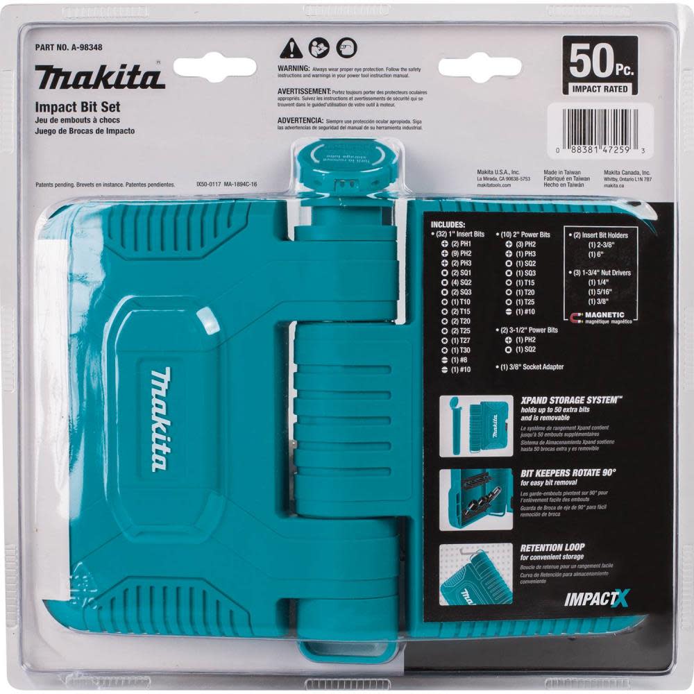 Makita 50 Pc. Impact X Driver Bit Set - Ascmtools