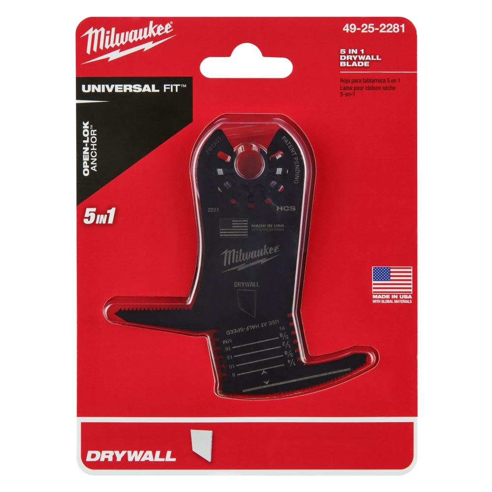 Milwaukee OPEN-LOK 5-IN-1 DRYWALL BLADE 1PK - Ascmtools