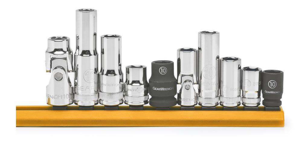 GEARWRENCH 1/4″ and 3/8″ Drive 6 Point 10mm Socket Set 10pc - Ascmtools