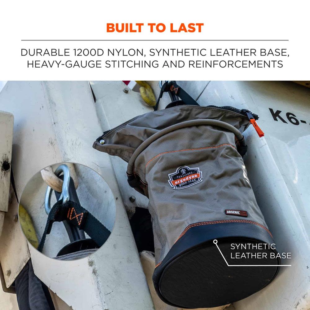 Ergodyne Hoist Bucket with Swiveling Carabiner Large Gray - Ascmtools