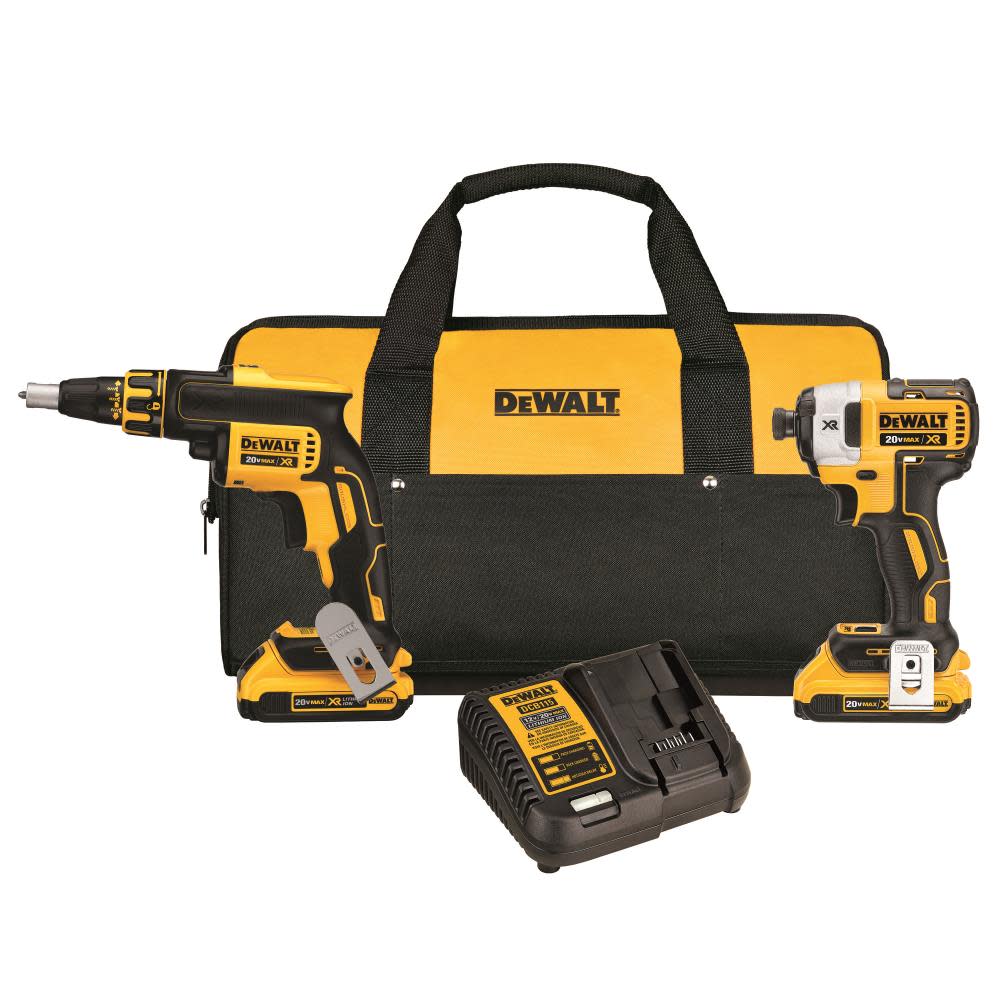 DEWALT 20 V MAX* XR Drywall Screwgun & Impact Driver Kit (2.0Ah) - Ascmtools