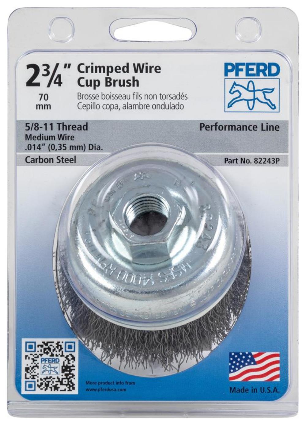 Pferd P.O.P. 2-3/4″ Crimped Wire Cup Brush – .014 CS Wire 5/8-11 Thread (ext.) - Ascmtools