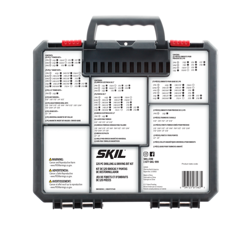 SKIL Drilling and Screw Driving Kit with Bit Grip 120pc - Ascmtools