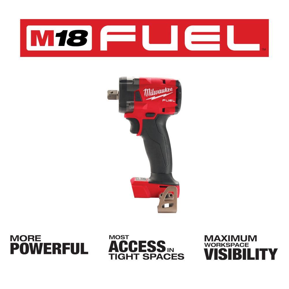 Milwaukee M18 FUEL 1/2 Compact Impact Wrench with Pin Detent - Ascmtools