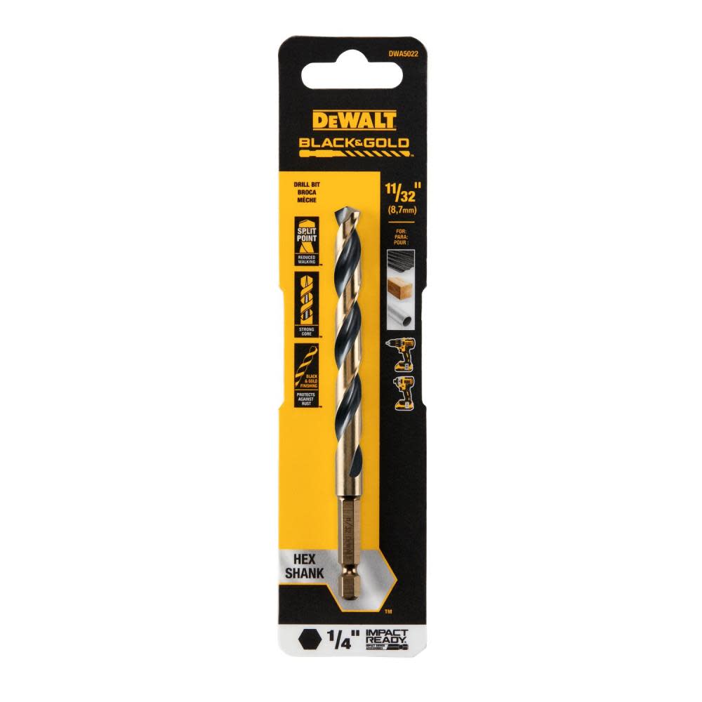 DEWALT 11/32″ BLACK & GOLD Impact Ready METAL DRILL BIT - Ascmtools